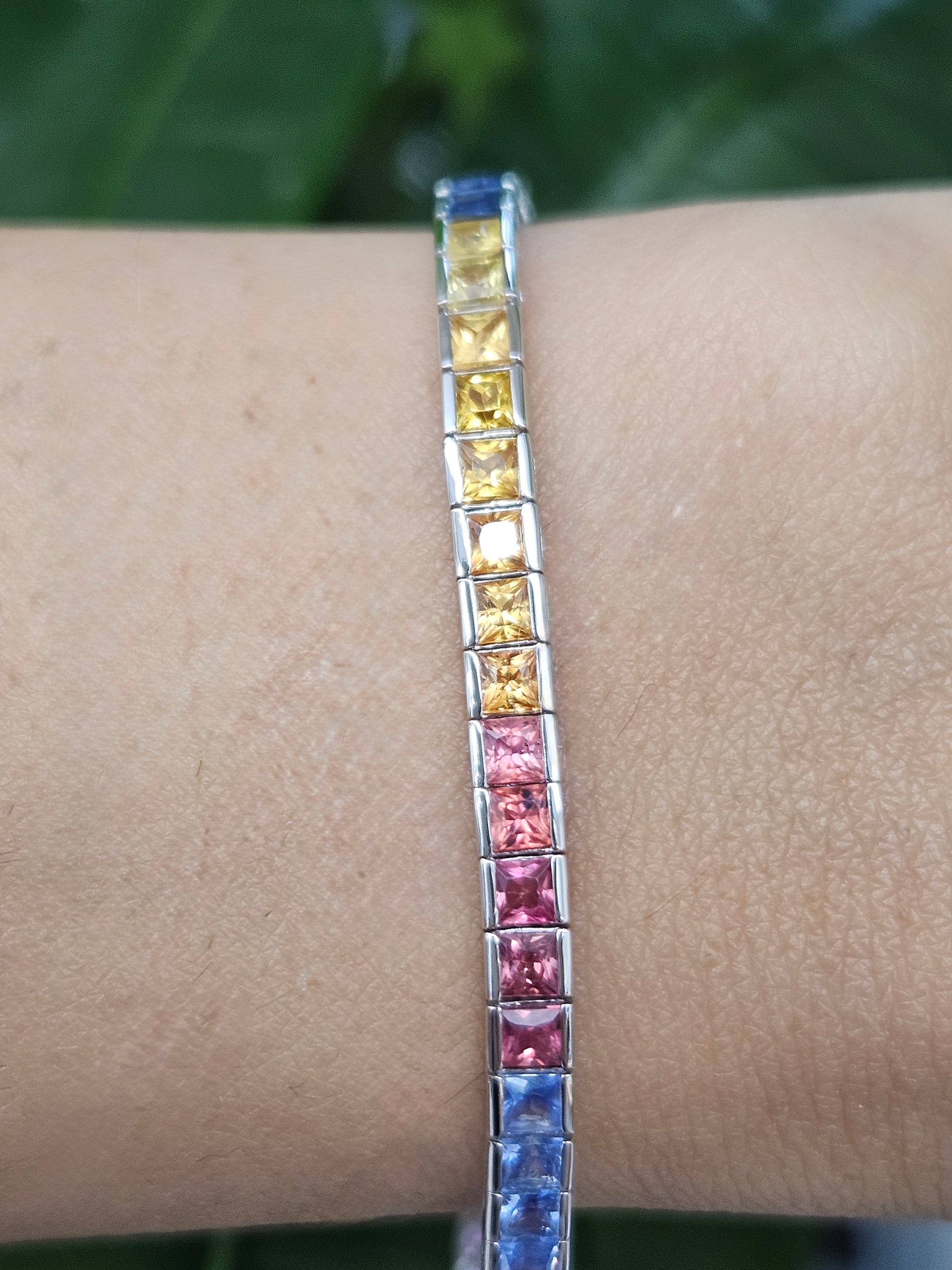 Natural Ombre Sapphire 7" Tennis Bracelet