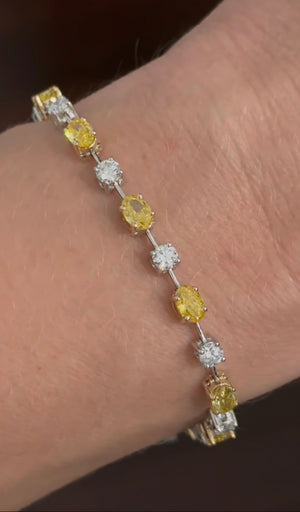 7.15ct oval yellow and round
white lab diamond bracelet