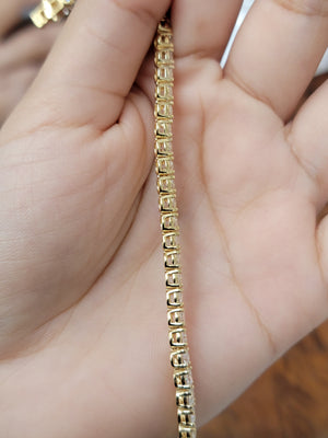 7.66CT Lab 6.5 inches Yellow Gold Tennis Bracelet