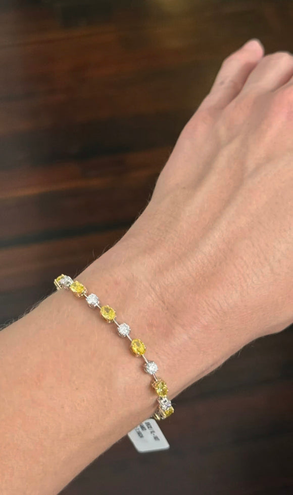 7.15ct oval yellow and round
white lab diamond bracelet