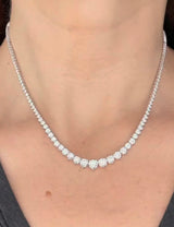 10.54ct White Gold 3 prongs Graduated Tennis Necklace