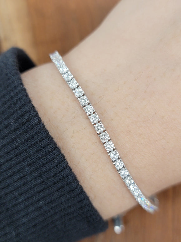 2.92CT  Lab 7inches White Gold Tennis Bracelet