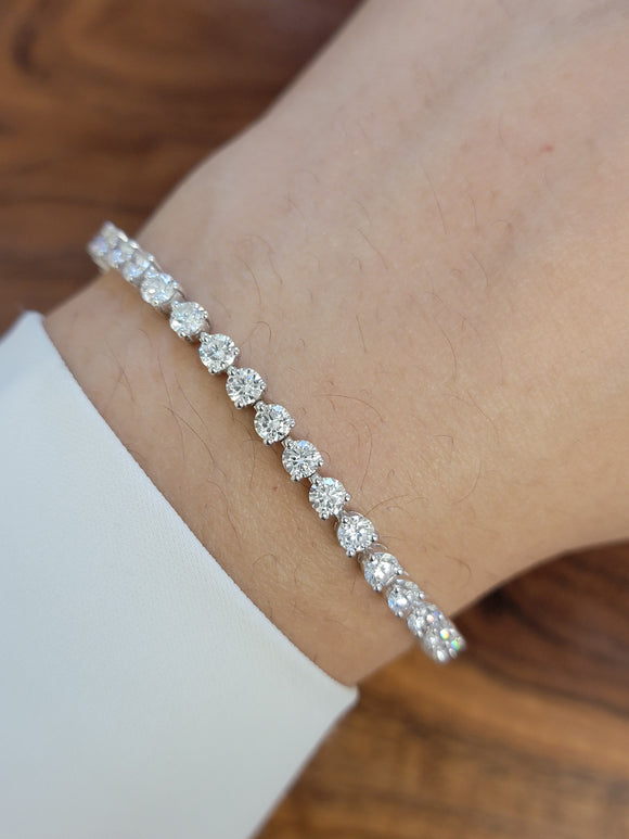 6.37 CT Lab 7.15 inches 3 Prongs Tennis Bracelet