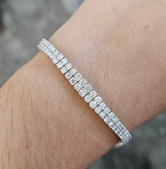 14k 3.6 cttw 2 Row Graduated 7 Inches Diamond Bracelet