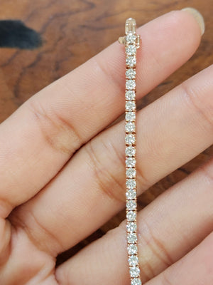 3.01 CT Lab 7 Inches Rose Tennis Bracelet