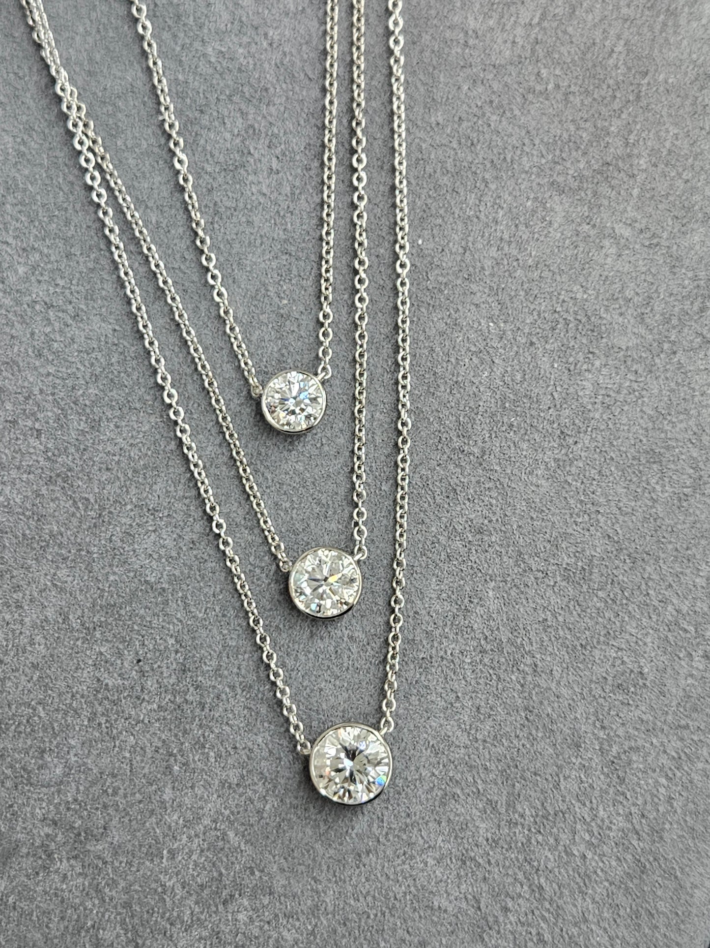 *Custom Made* Bezel set Round Lab Diamond Necklace