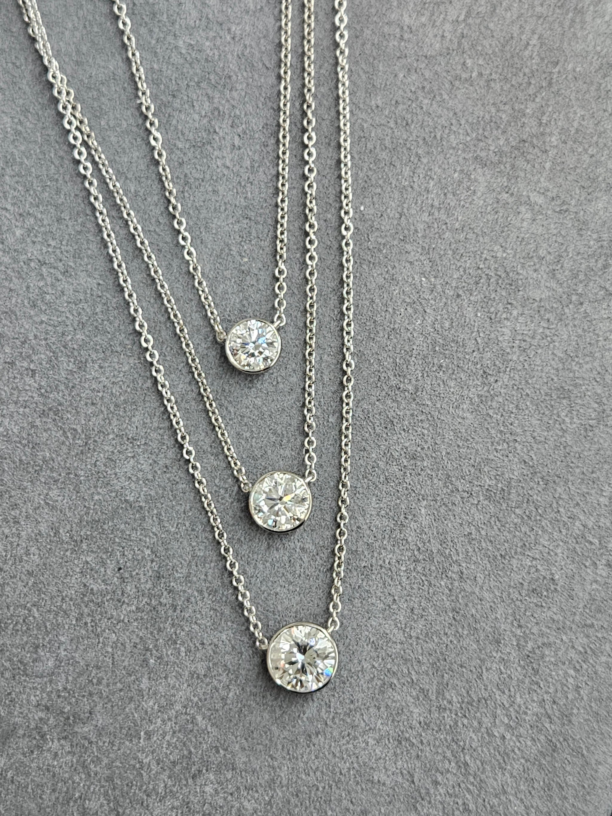 *Custom Made* Bezel set Round Lab Diamond Necklace