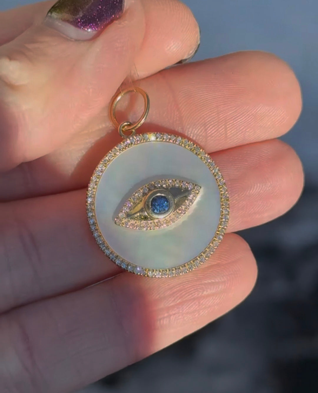 Diamond, Sapphire & Mother of Pearl Pendant