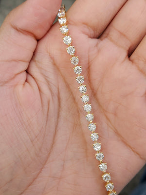 18k 6.56 CT Lab 7 inches Yellow Tennis Bracelet