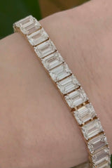 38.81ct Emerald Yellow Gold Lab Diamond 7.5" Tennis Bracelet