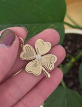 Yellow Gold Diamond Clover Pendant