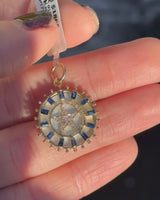 Yellow Gold Diamond,Sapphire & Mother of Pearl Pendant