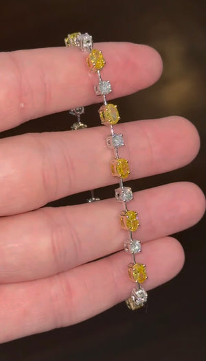 7.15ct oval yellow and round
white lab diamond bracelet