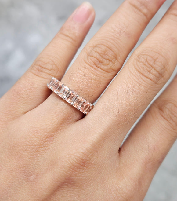 *Premade* 5.32 cttw Lab Fancy Light Pink Emerald Eternity Band
