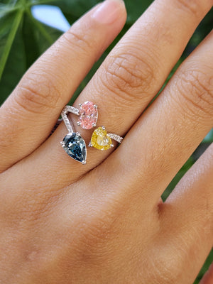 *Premade* 2.92 cttw Mix Fancy Color with Lab Diamond Engagement Ring