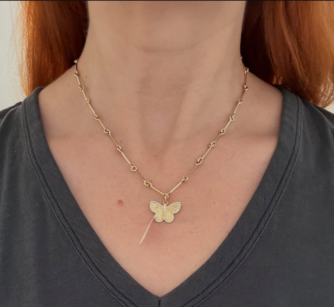 Yellow Gold Diamond Butterfly Pendant