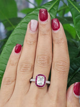 Chris cut Lab Diamond & Natural Ruby Ring