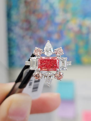 *Premade* 3.87 cttw Mixed Fancy Color with 3/4 Lab Diamonds Ring