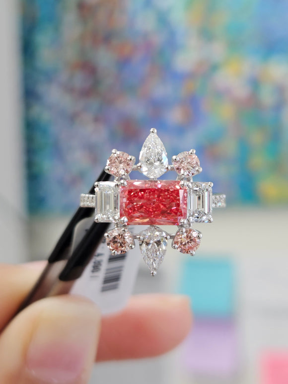 *Premade* 3.87 cttw Mixed Fancy Color with 3/4 Lab Diamonds Ring