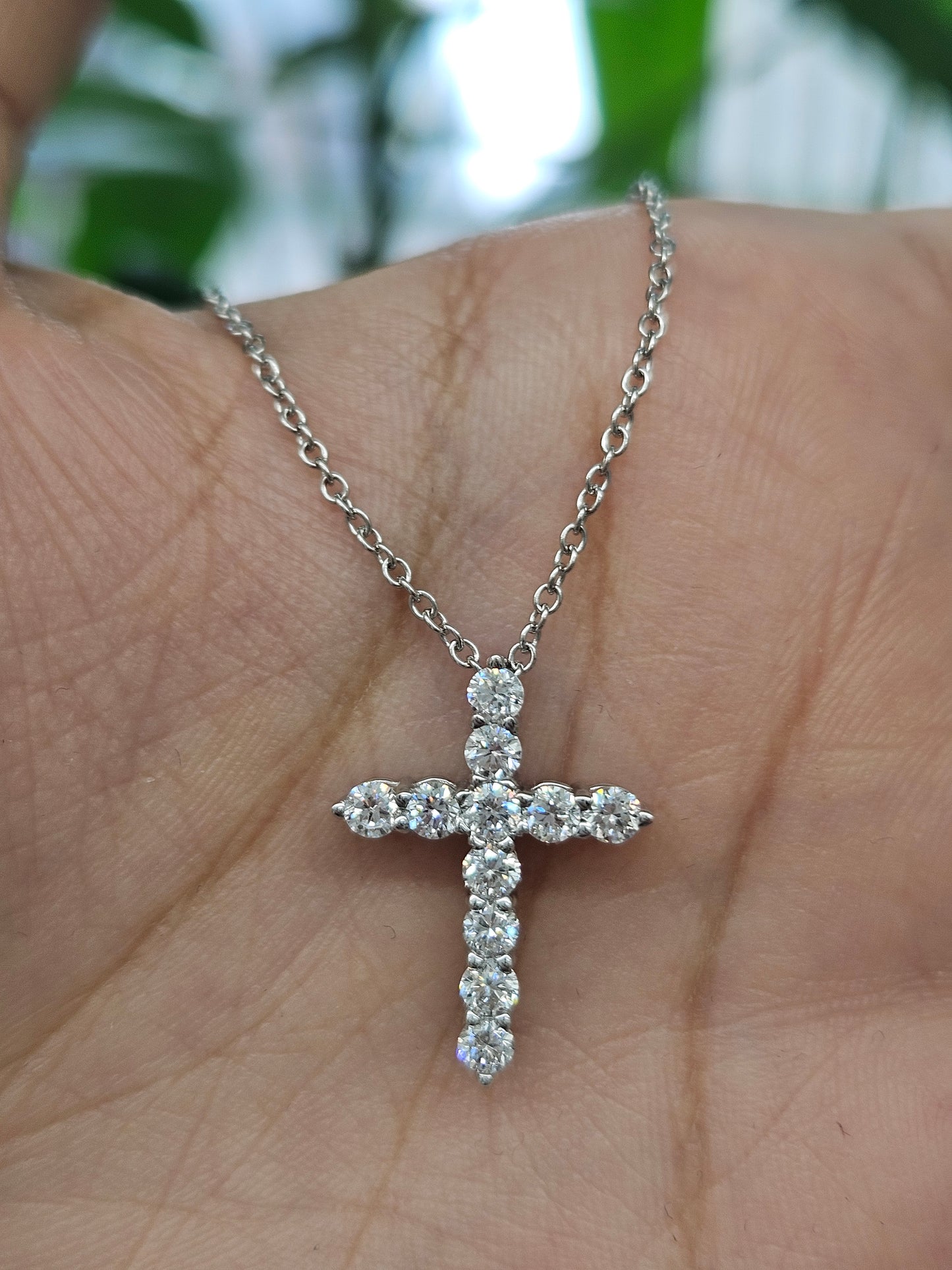 Lab Diamond Cross Silver Necklace