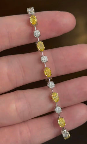 7.15ct oval yellow and round
white lab diamond bracelet