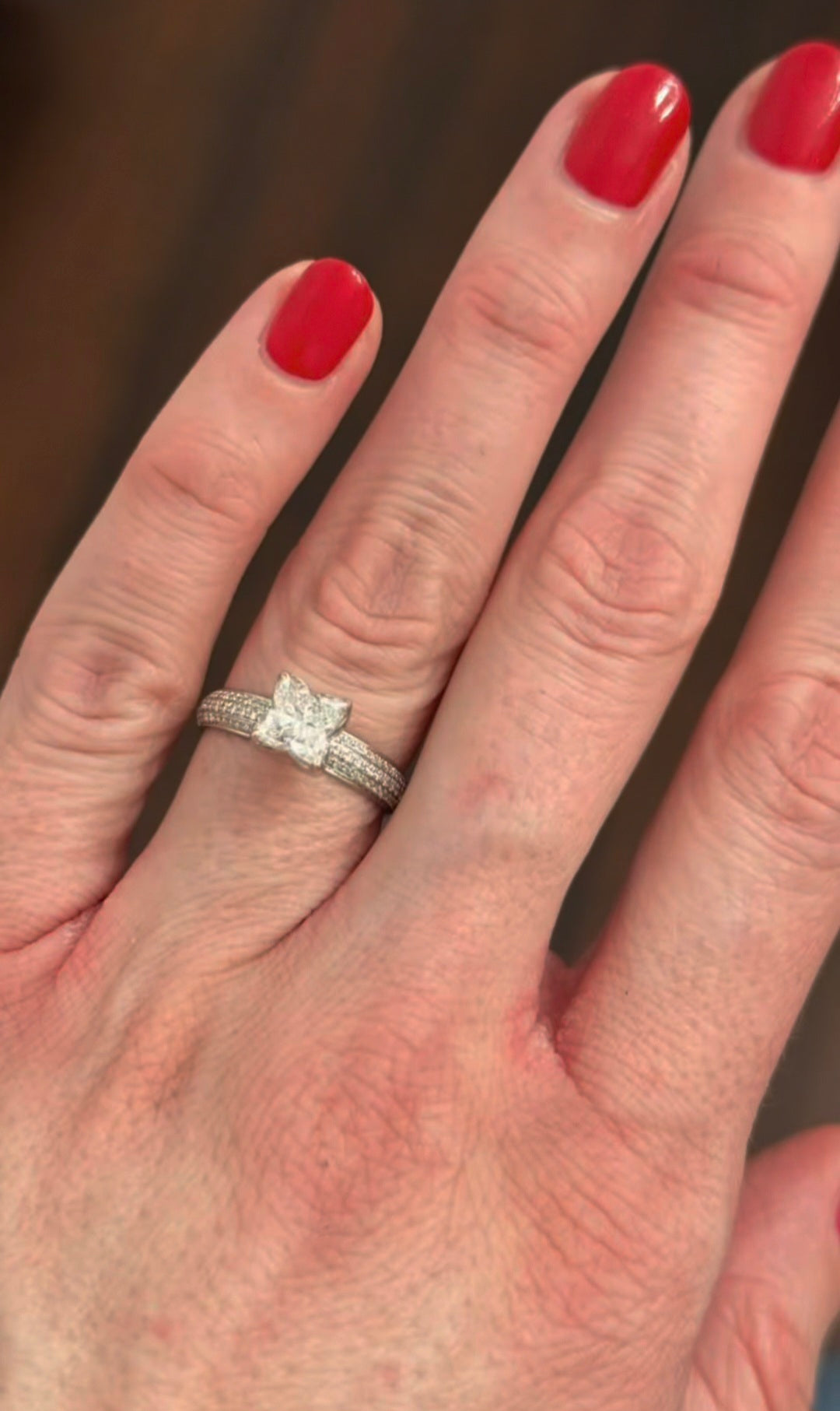White Gold Pear & Round Lab Diamond Ring