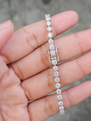 5.42 CT Lab 7 Inches 3 Prongs Tennis Bracelet