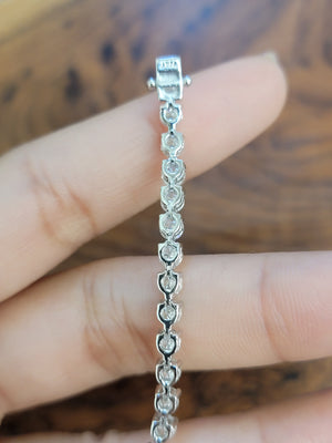 6.37 CT Lab 7.15 inches 3 Prongs Tennis Bracelet