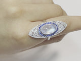 Antique Moonstone & Diamond Navette Ring