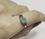 Emerald & Ruby Three Stone Ring
