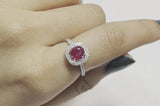 Round Ruby Diamond Halo Ring