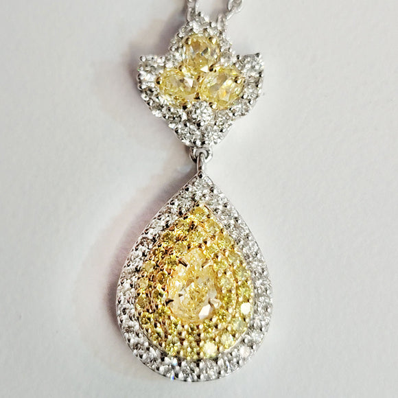 Fancy Yellow Pear Diamond Necklace