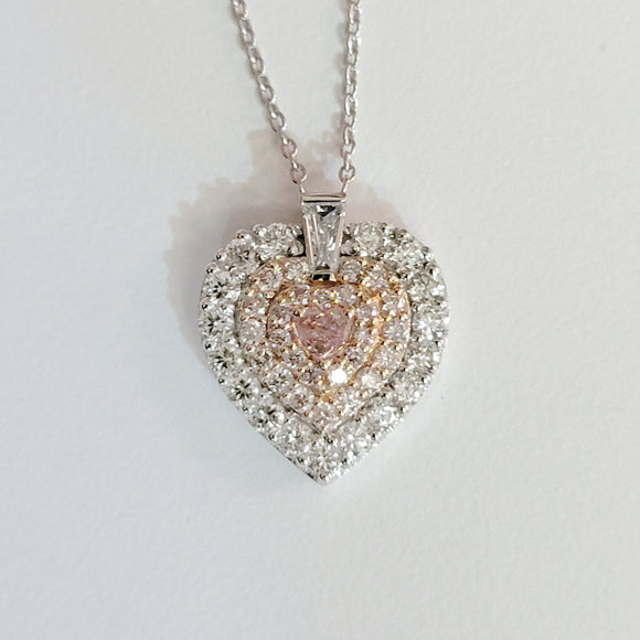 Pink Heart Shape Diamond Necklace