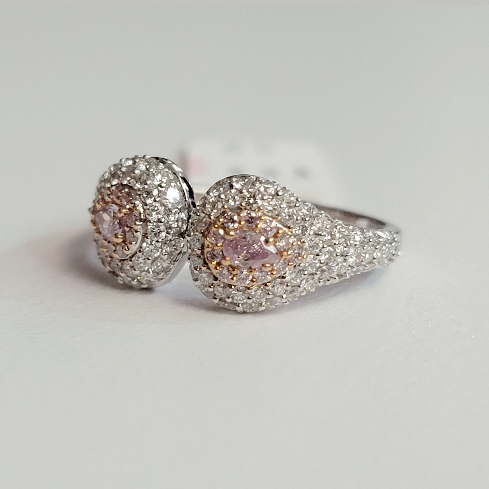 Pink Pear Diamond Pave Ring
