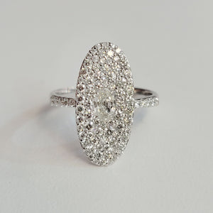 Moval Navette Pave Ring