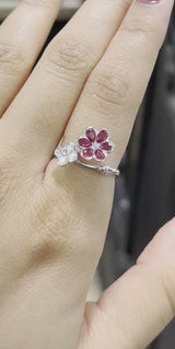 Ruby & Diamond Flower Ring