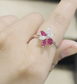 Ruby & Diamond Petals Ring