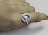 Moonstone Diamond Halo Ring