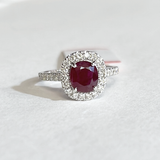 Round Ruby Diamond Halo Ring