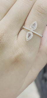 Rose Cut Pear Diamond Rose Gold Ring