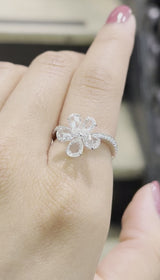 Rose Cut and Briolette Diamond Flower Ring
