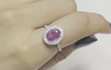 Pink Sapphire Diamond Halo Ring