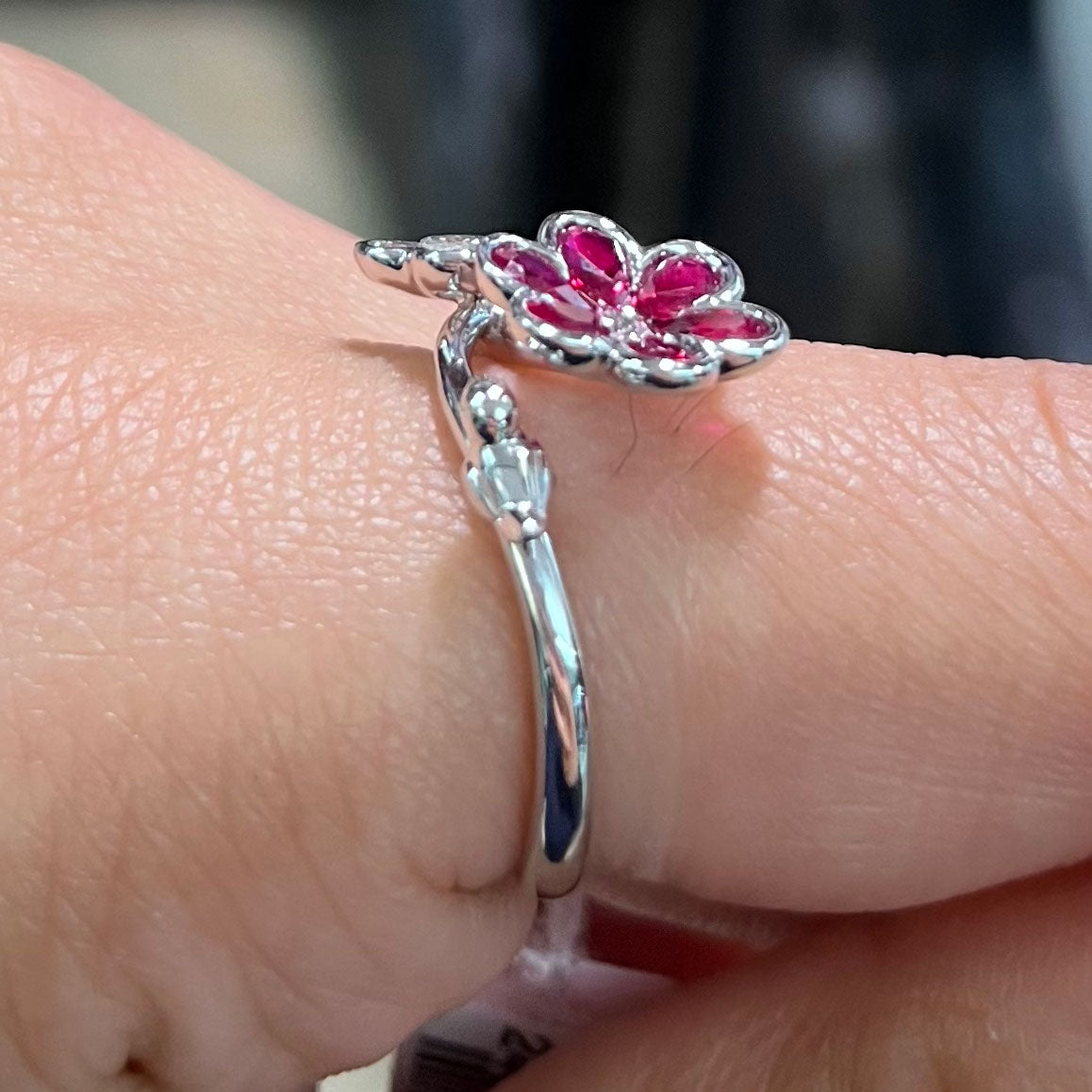 Ruby & Diamond Flower Ring