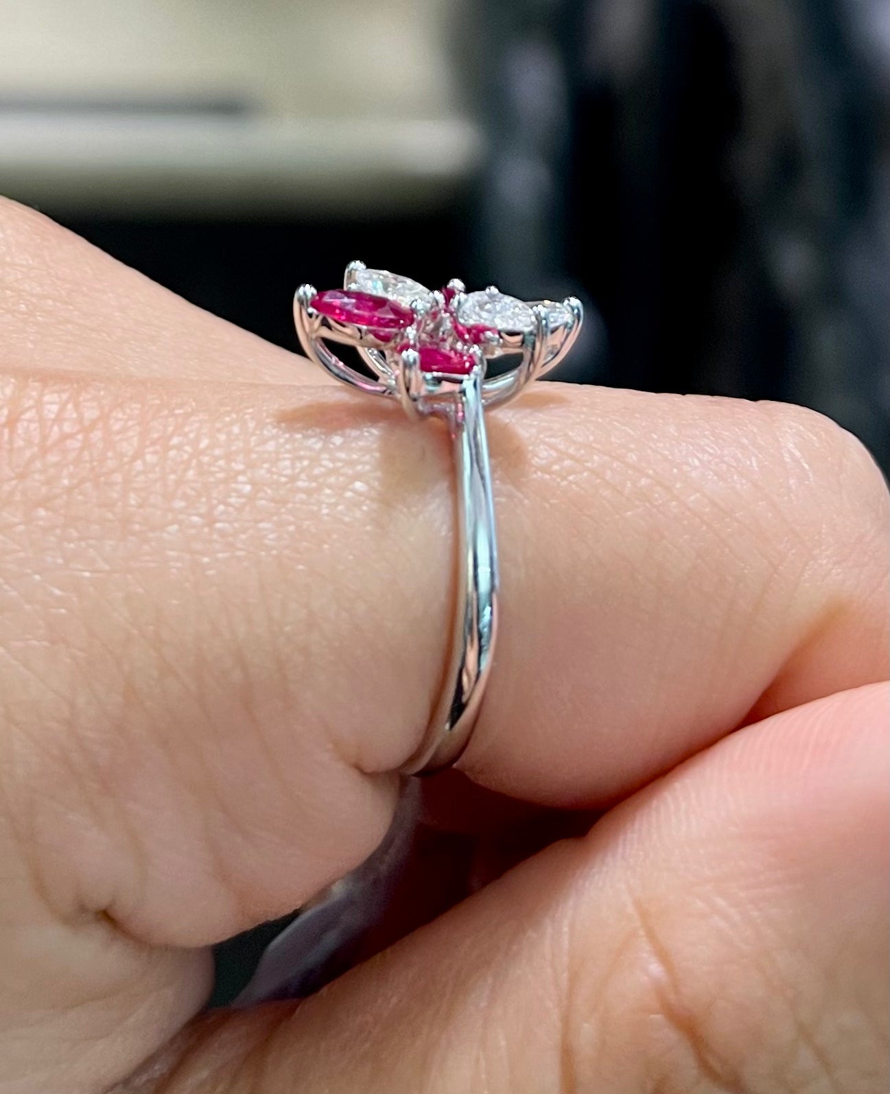 Ruby & Diamond Petals Ring