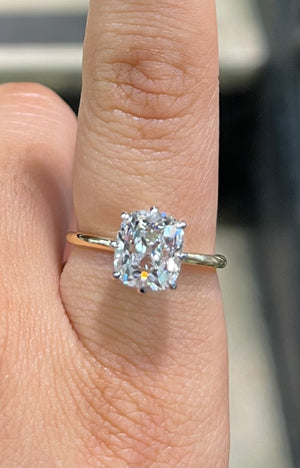 3.01ct Elongated Old Mine Cut Solitaire Ring