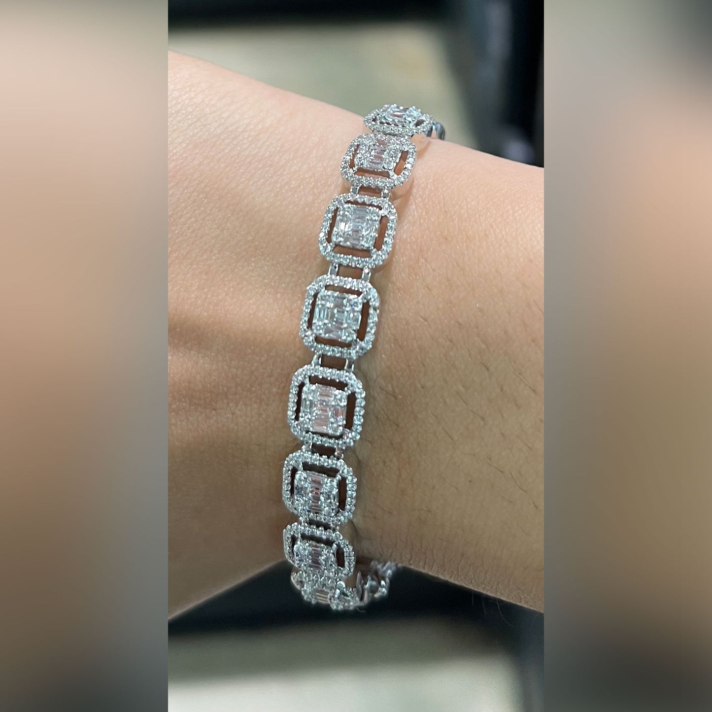 Step Cut Diamond Bangle