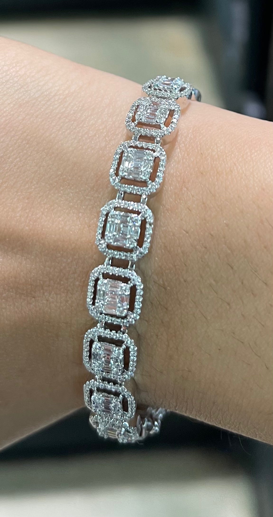 Step Cut Diamond Bangle
