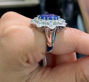 Sapphire and Rose Cut Diamond Halo Ring