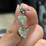Two-Tone Diamond Heart Earrings