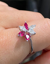Ruby & Diamond Petals Ring
